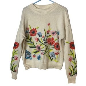 Romeo & Juliet Couture Floral Wool Blend Oversized Sweater Size Small